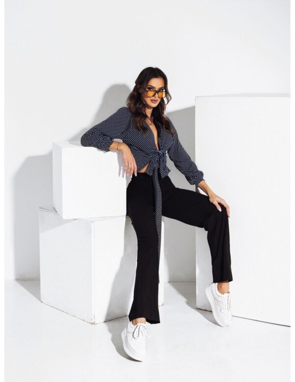 Elegancka bluzka z wiązaniem w talii NUBIA - granatowa