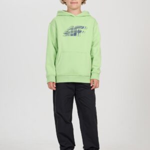 4F Bluza dresowa nierozpinana z kapturem chłopięca - zielona 152 (11-12 lat)