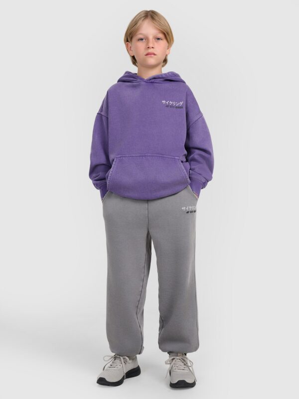 4F Bluza dresowa nierozpinana z kapturem chłopięca - fioletowa 146 (10-11 lat)