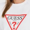 GUESS Biała damska bluza z dużym logo Original Fleece