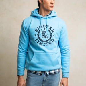 Bluza męska z kapturem niebieska Hanes 401