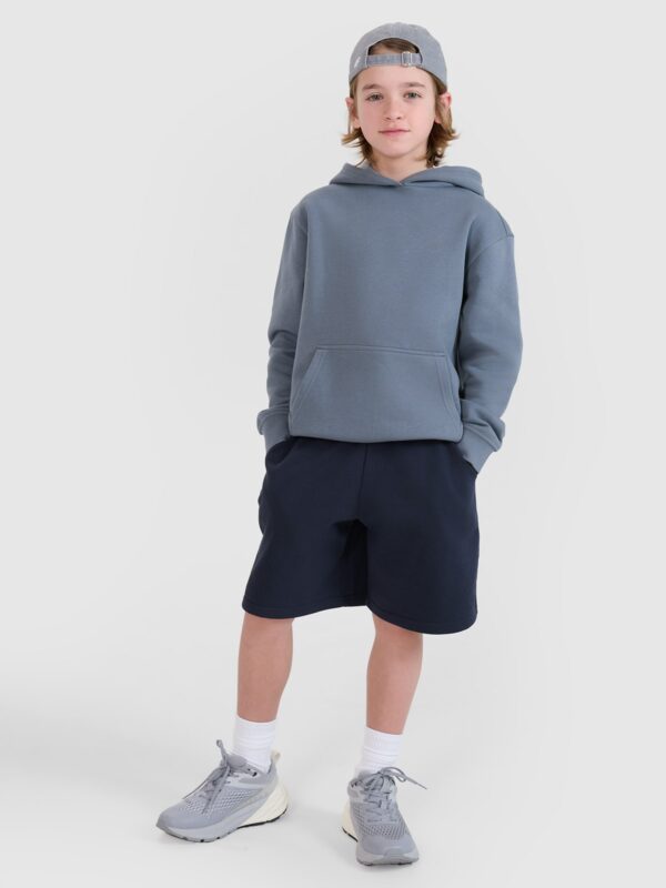 4F Bluza dresowa nierozpinana z kapturem chłopięca - turkusowa 122 (6-7 lat)