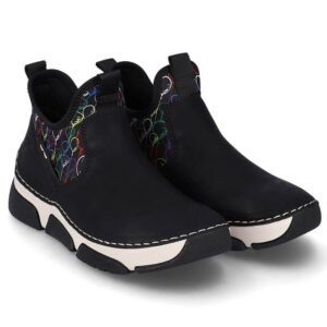 Komfortowe botki damskie wsuwane czarne Rieker 45957-00