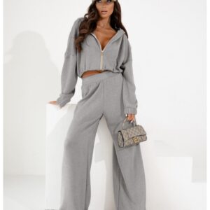 Komplet dzianinowy bluza i spodnie NOLANI - szary