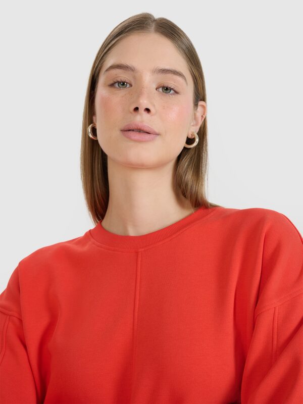 724d443eab93b6cfabca28c589422b81a7e3465b 4F Bluza dresowa oversize nierozpinana bez kaptura damska - czerwona