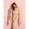 Modny komplet z asymetrycznym rękawem KORA - beżowy