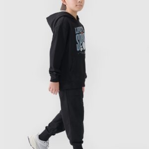 4F Bluza dresowa nierozpinana z kapturem chłopięca - czarna 122 (6-7 lat)