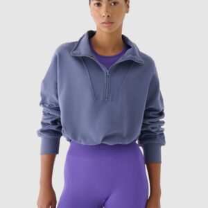 4F Bluza dresowa bez kaptura damska 4F x Anna Lewandowska - granatowa