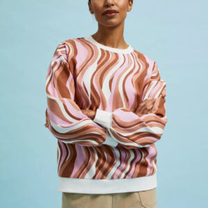 Bluza wkładana przez głowę z geometrycznym wzorem brązowa