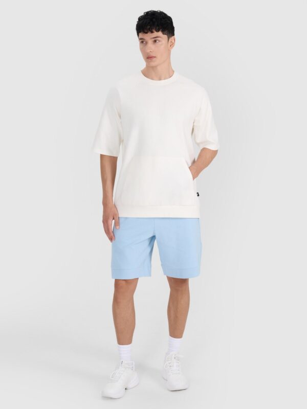 4F Bluza dresowa z krótkim rękawem bez kaptura męska - biała