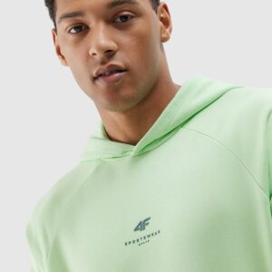 4F Bluza dresowa nierozpinana z kapturem z bawełny organicznej męska - jasna zieleń