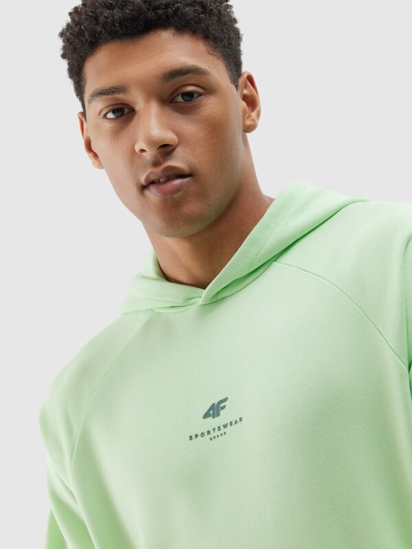 4F Bluza dresowa nierozpinana z kapturem z bawełny organicznej męska - jasna zieleń
