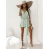 Bawełniany krótki kombinezon YOLDA - szałwiowy