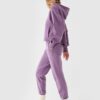 4F Bluza dresowa nierozpinana z kapturem damska - fioletowa