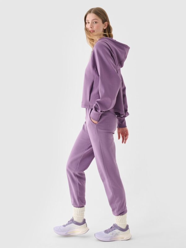4F Bluza dresowa nierozpinana z kapturem damska - fioletowa