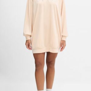 GUESS Beżowa damska długa welurowa bluza Couture