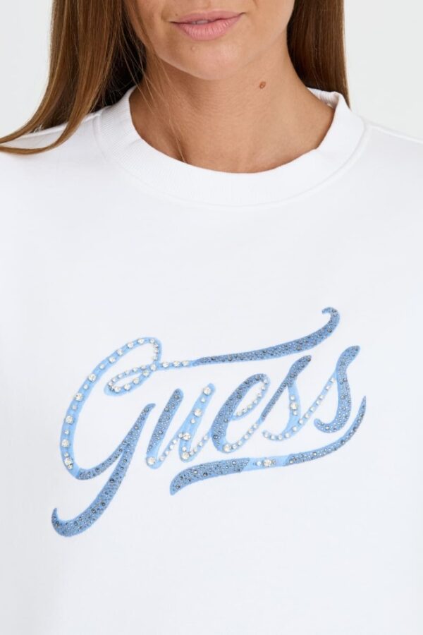 GUESS Biała damska bluza z cyrkoniami