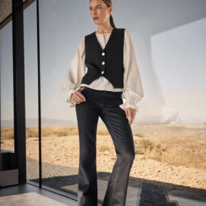 Gładkie jeansy bootcut granatowe