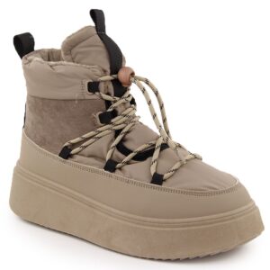 Śniegowce damskie botki na platformie beżowe Potocki 72302