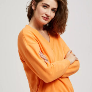 Bluza z dekoltem w serek pomarańczowa