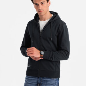 80ab1ea7c32f725c3bd96bbb4a2e9e92c88c9fa5 Męska rozpinana dresowa bluza BASIC – czarna V9