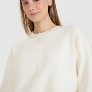 4F Bluza dresowa oversize nierozpinana bez kaptura damska - biała