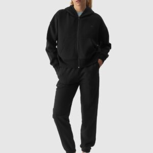 4F Bluza dresowa rozpinana z kapturem damska - czarna