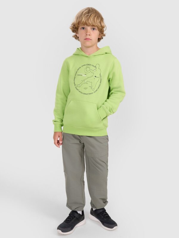 4F Bluza dresowa nierozpinana z kapturem chłopięca - zielona 140 (9-10 lat)
