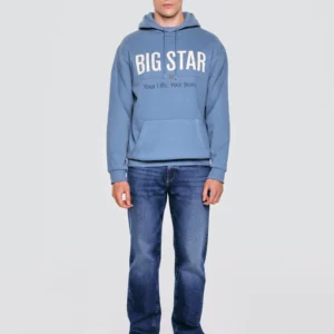 Bluza męska z kapturem z logo BIG STAR niebieska Ashlyno 402