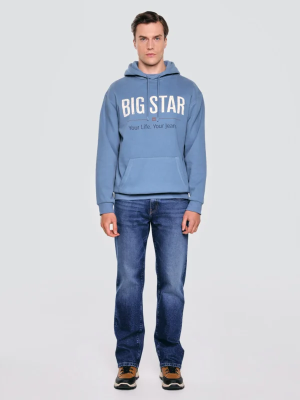 Bluza męska z kapturem z logo BIG STAR niebieska Ashlyno 402