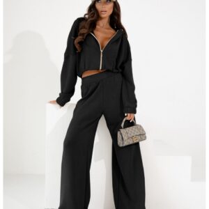 Komplet dzianinowy bluza i spodnie NOLANI - czarny