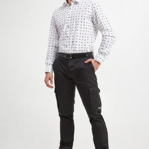 Koszula męska popelinowa z logo KARL LAGERFELD