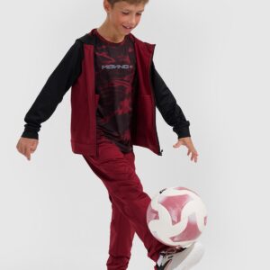 4F Bluza sportowa rozpinana z kapturem chłopięca - burgundowa 122/128 (6-8 lat)