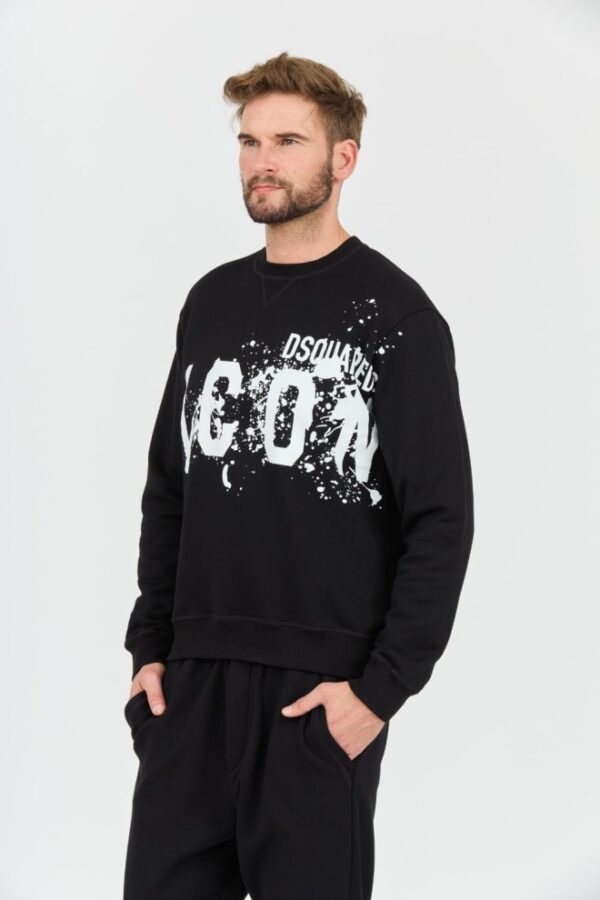 DSQUARED2 Czarna męska bluza Icon Splash Cool Fit Crewneck