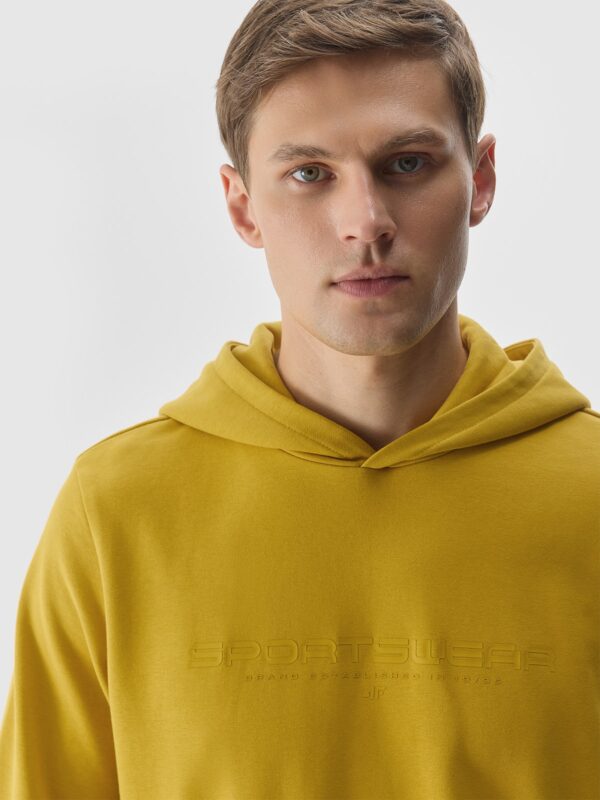 4F Bluza dresowa nierozpinana z kapturem męska - żółta