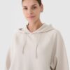 4F Bluza dresowa nierozpinana z kapturem damska - beżowa