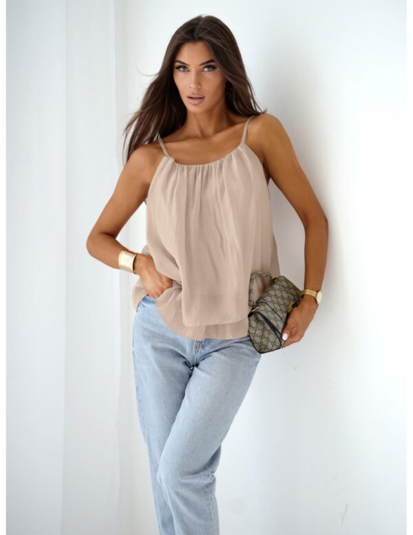 Bluzka z lyocellu na ramiączkach ROSILLA - beżowa