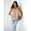 Bluzka z lyocellu na ramiączkach ROSILLA - beżowa