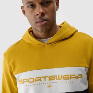 4F Bluza dresowa nierozpinana z kapturem męska - żółta