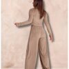 Welurowy dres spodnie + bluza ROSE - mocha mousse
