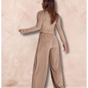 Welurowy dres spodnie + bluza ROSE - mocha mousse