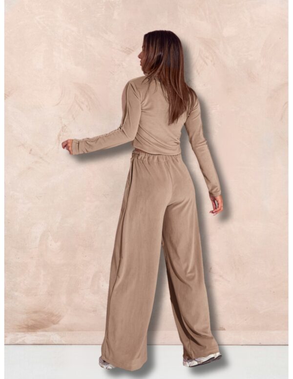 Welurowy dres spodnie + bluza ROSE - mocha mousse