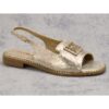 Złote płaskie sandały damskie S.Barski KV51-082