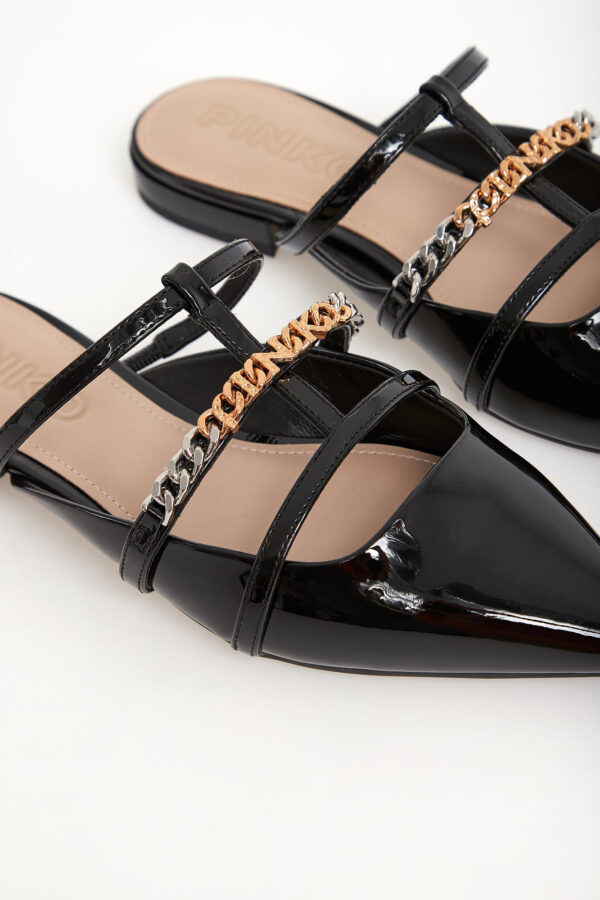 Klapki damskie z lakierowanej skóry PINKO