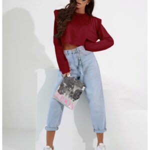 Pudełkowa bluzka top z poduszkami AMY - bordowa