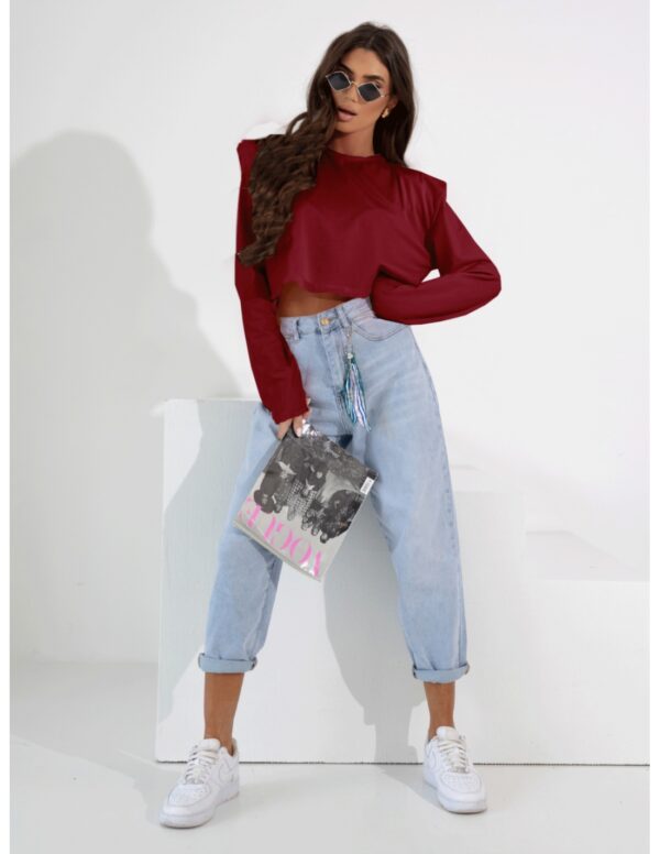 8ff37cbf012cd1e21c0feb4a80ae5278818c57d7 Pudełkowa bluzka top z poduszkami AMY - bordowa