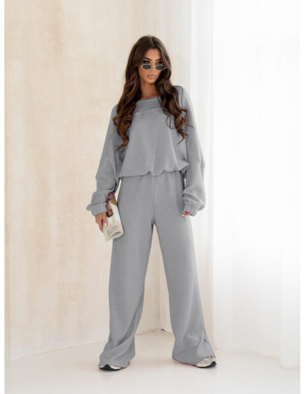 Komplet dzianinowy z szerokimi spodniami MILENA - szary
