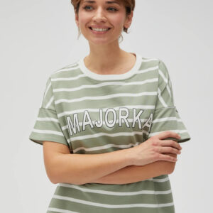 9047841b775806e7b70ec5bc7c6a9f45bbed376c Bluza w paski z napisem oliwkowa