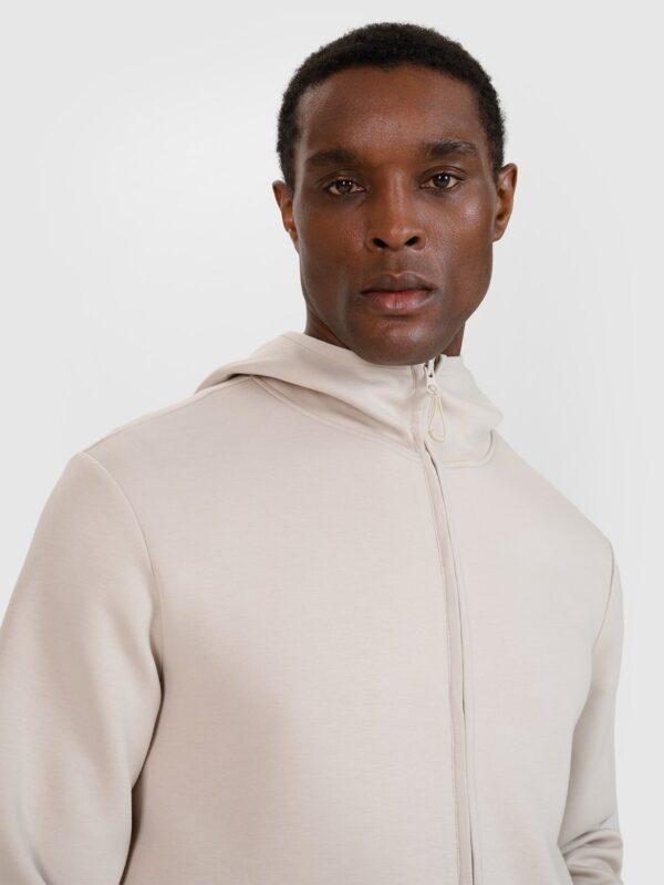 4F Bluza dresowa rozpinana z kapturem męska - beżowa