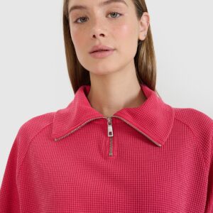 4F Bluza dresowa oversize nierozpinana bez kaptura damska - różowa